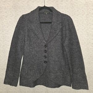 FOR CYNTHIA Blazer Jacket Charcoal Gray 100% Wool Women's Petite Medium